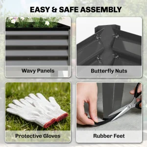 Galvanized Raised Garden Bed with Legs, 71" x 22" x 31.5" Raised Planter Box with Reinforced Bars and Non-Woven Fabric - Image 6