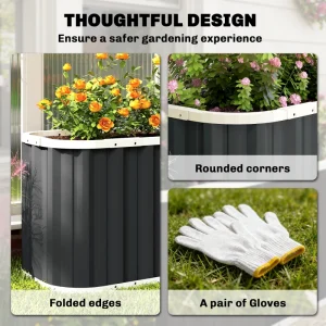 Galvanized Raised Garden Bed, Deep Rot Planter Box, Outdoor Garden Bed with Plant Labels, 5' x 2' x 2', Dark Grey - Image 5