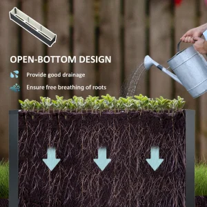 8 x 1.3 x 1.5ft Galvanized Raised Garden Bed, Reinforced Outdoor Planter Box with Open Bottom, Dark Grey - Image 6