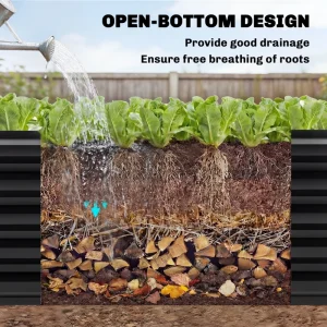 8 x 2.6 x 1.5ft Galvanized Raised Garden Bed, Reinforced Outdoor Planter Box with Open Bottom, Black - Image 6