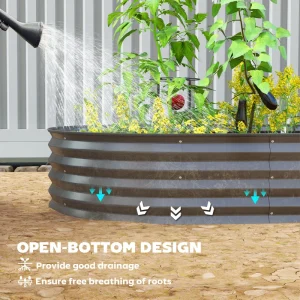 7' x 3' x 1' Large Outdoor Planter Box, Galvanized Raised Garden Bed with Metal Plant Stake, Black - Image 6