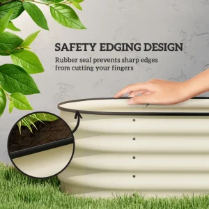 5 x 2 x 1.5 FT Galvanized Steel Raised Garden Bed, Metal Garden Bed Planter Box with Safety Edging, Cream White - Image 6