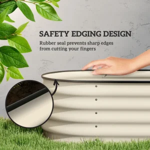 6.5 x 2 x 1.5 FT Galvanized Steel Raised Garden Bed, Metal Garden Bed Planter Box with Safety Edging, Cream White - Image 6