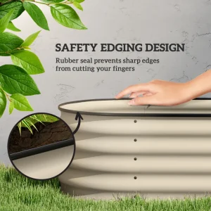 8 x 2 x 1.5 FT Galvanized Steel Raised Garden Bed, Metal Garden Bed Planter Box with Safety Edging, Cream White - Image 6