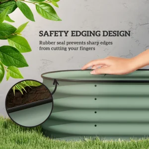 8 x 2 x 1.5 FT Galvanized Steel Raised Garden Bed, Metal Garden Bed Planter Box with Safety Edging, Green - Image 6