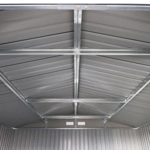 Outsunny 11.2ft x 12.5ft Practical Backyard Garden Storage Tool Shed 4 Ventilation Slots Double Sliding Door, Grey - Image 6