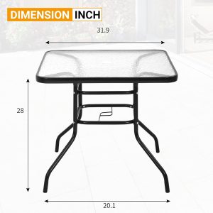 Four Seasons Courtyard Sunny Isles Tempered Glass Top Patio Dining Table, Black - Image 2