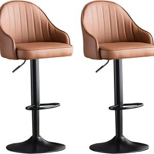 Adjustable barstool with foot rest - Brown - Image 1