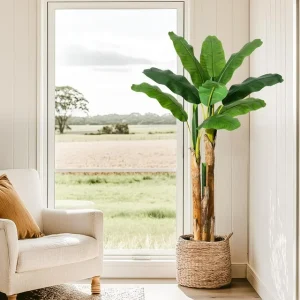 7ft Artificial Banana Tree 210cm Extra Tall Fake Plants for Living Room Large Faux Tree High End Realistic Floor Plant Big Silk Tree for Home Office Pet Friendly Large Indoor Plant Tropical Decor - Image 1