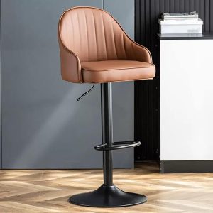 Adjustable barstool with foot rest - Brown - Image 3