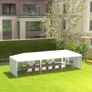 Outsunny 10' x 29' Party Tent, Canopy Tent with Sidewalls and Large Transparent Windows for Garden, Backyard, Outdoor, White - Image 7