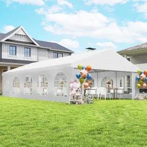 Outsunny 20'x33' Heavy Duty Large Party Tent & Carport with Removable Sidewalls, Portable Garage Canopy Tent, White - Image 7