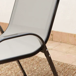 3 Pieces Bistro Set, Small Patio Furniture Set with Stackable Mesh Chairs, Glass Table for Garden, Balcony, Light Grey - Image 7