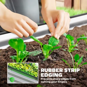 2Pc Galvanized Raised Garden Bed, 6 x 2 x 2 ft Modular Metal Garden Beds with Rubber Strip Edging, Silver - Image 6