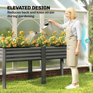 Galvanized Raised Garden Bed with Legs, 71" x 22" x 31.5" Raised Planter Box with Reinforced Bars and Non-Woven Fabric - Image 7