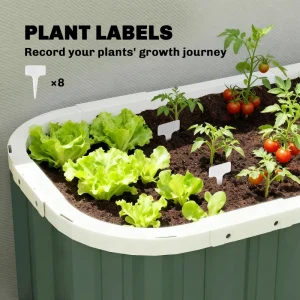 Galvanized Raised Garden Bed, Deep Rot Planter Box, Outdoor Garden Bed with Plant Labels, 5' x 2' x 2', Light Green - Image 7