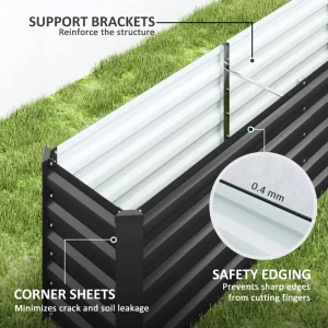 8 x 1.3 x 1.5ft Galvanized Raised Garden Bed, Reinforced Outdoor Planter Box with Open Bottom, Dark Grey - Image 7