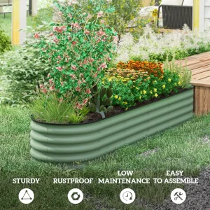 8 x 2 x 1.5 FT Galvanized Steel Raised Garden Bed, Metal Garden Bed Planter Box with Safety Edging, Green - Image 7