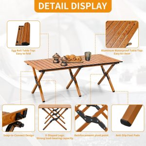 Foldable Folding Table for outdoor Large - Brown - Image 2