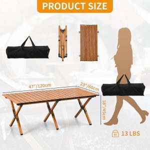 Foldable Folding Table for outdoor Large - Brown - Image 3