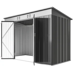 Outsunny 9' x 4' Galvanized Steel Garden Storage Shed with Lockable Doors, Gloves and 2 Air Vents for Backyard, Patio, Lawn - Image 11