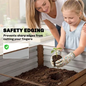 5' x 3' x 2' Raised Garden Bed, Galvanized Planter Box for Growing Flowers, Herbs and Vegetables Dark Brown Wood Effect - Image 8