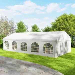 Outsunny 20'x33' Heavy Duty Large Party Tent & Carport with Removable Sidewalls, Portable Garage Canopy Tent, White - Image 8