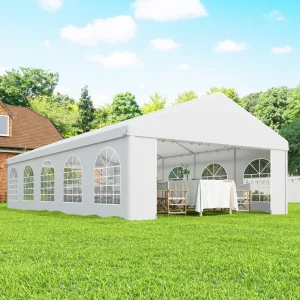 Outsunny 16'x32' Heavy Duty Large Party Tent & Carport with Removable Sidewalls, Portable Garage Canopy Tent, White - Image 8