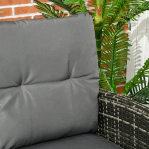 6 Piece Patio Furniture Set with Patio Chairs, Ottomans, Sofa, Glass Top Table and Cushions, Wicker Rattan Outdoor Furniture Set for Backyard, Porch, Grey - Image 8
