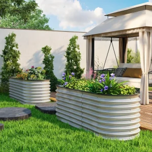 2Pc Galvanized Raised Garden Bed, 6 x 2 x 2 ft Modular Metal Garden Beds with Rubber Strip Edging, Silver - Image 7