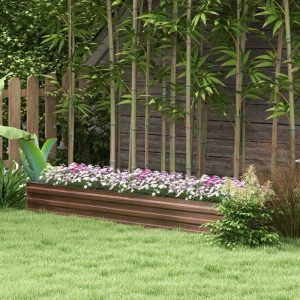 8'x2'x1' Galvanized Raised Bed, Large Elevated Planter Box for Growing Flowers, Herbs and Vegetables, Dark Brown - Image 8