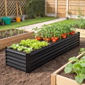 8 x 2.6 x 1.5ft Galvanized Raised Garden Bed, Reinforced Outdoor Planter Box with Open Bottom, Black - Image 8