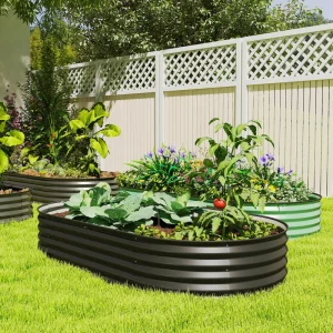 6' x 3' x 1' Large Outdoor Planter Box, Galvanized Raised Garden Bed with Metal Plant Stake, Black - Image 8