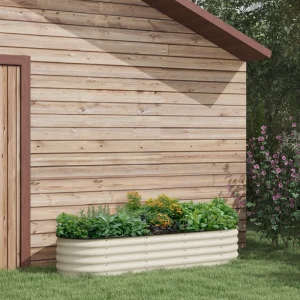 6.5 x 2 x 1.5 FT Galvanized Steel Raised Garden Bed, Metal Garden Bed Planter Box with Safety Edging, Cream White - Image 8