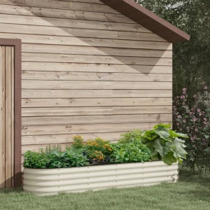 8 x 2 x 1.5 FT Galvanized Steel Raised Garden Bed, Metal Garden Bed Planter Box with Safety Edging, Cream White - Image 8