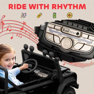 Qaba Land Rover Licensed Kids Ride on Truck with Remote Control, Spring Suspension, LED Lights, 3 Speed for Ages 3-5, Black - Image 10