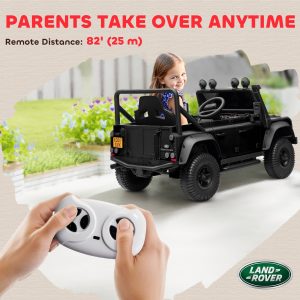 Qaba Land Rover Licensed Kids Ride on Truck with Remote Control, Spring Suspension, LED Lights, 3 Speed for Ages 3-5, Black - Image 7