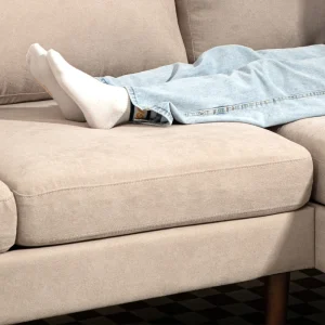 HOMCOM U Shape Couch with Double Chaise Lounge, Modern 4 Seater Sofa with Wooden Legs, Fabric Sofa for Living Room, Beige - Image 10