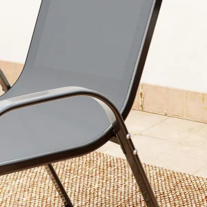 3 Pieces Bistro Set, Small Patio Furniture Set with Stackable Mesh Chairs, Glass Table for Garden, Balcony, Dark Grey - Image 8