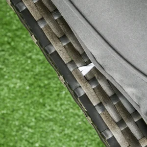 6 Piece Patio Furniture Set with Patio Chairs, Ottomans, Sofa, Glass Top Table and Cushions, Wicker Rattan Outdoor Furniture Set for Backyard, Porch, Grey - Image 9