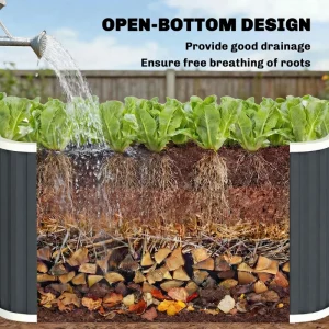 Galvanized Raised Garden Bed, Deep Rot Planter Box, Outdoor Garden Bed with Plant Labels, 5' x 2' x 2', Dark Grey - Image 8