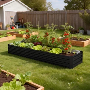 8'x2'x1' Galvanized Raised Bed, Large Elevated Planter Box for Growing Flowers, Herbs and Vegetables, Black - Image 9