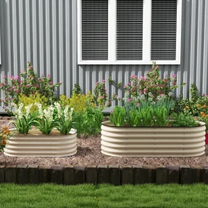 5 x 2 x 1.5 FT Galvanized Steel Raised Garden Bed, Metal Garden Bed Planter Box with Safety Edging, Cream White - Image 9