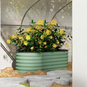 5 x 2 x 1.5 FT Galvanized Steel Raised Garden Bed, Metal Garden Bed Planter Box with Safety Edging, Green - Image 9