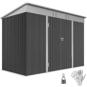 Outsunny 9' x 4' Galvanized Steel Garden Storage Shed with Lockable Doors, Gloves and 2 Air Vents for Backyard, Patio, Lawn - Image 10