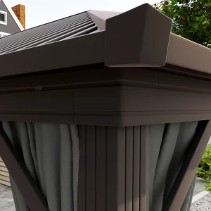 Outsunny 10' x 12' Outdoor Hardtop Gazebo Metal Roof Patio Gazebo with Aluminum Frame, Mesh Nettings, Dark Grey - Image 11