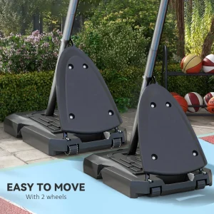 Soozier Outdoor Portable Basketball Hoop and Stand with Backboard Weighted Base Wheels, 115.4"-137.8" Height Adjustable - Image 8