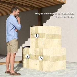 Outsunny 7pc Garden Wicker Sectional Set w/ Tea Table Patio Rattan Lounge Sofa Outdoor Deck Furniture Navy Blue - Image 9