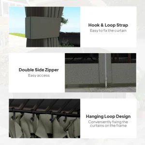 Outsunny 10' x 12' Outdoor Hardtop Gazebo Metal Roof Patio Gazebo with Aluminum Frame, Mesh Nettings, Dark Grey - Image 9