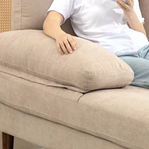 HOMCOM U Shape Couch with Double Chaise Lounge, Modern 4 Seater Sofa with Wooden Legs, Fabric Sofa for Living Room, Beige - Image 7